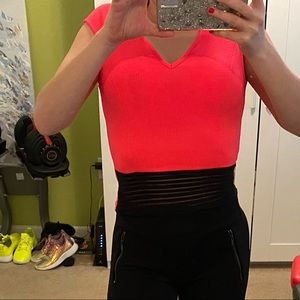 🖤Coral shirt with black mesh  accent 🖤